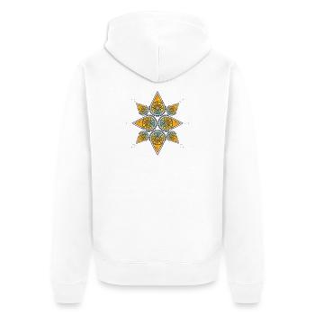 Geometric sun pattern in a warm color palette - Unisex Premium Organic Zip Hoodie - white - Back - Thijin (182cm)
