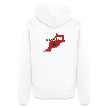 Marokko Landkarte mit Nationalflagge - Unisex Premium Bio Zip Hoodie - Weiß - Hinten - Thijin (182cm)