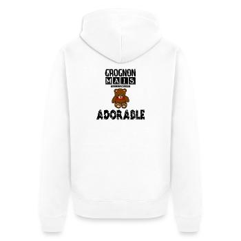 Grumpy But So Adorable Teddy Bear - Unisex Premium Organic Zip Hoodie - white - Back - Thijin (182cm)