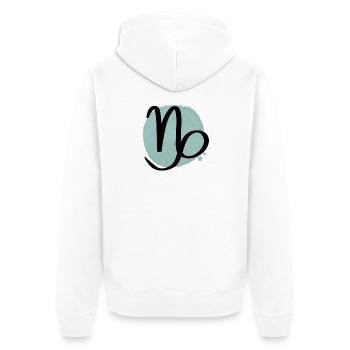 Sternzeichen Steinbock - Unisex Premium Bio Zip Hoodie - Weiß - Hinten - Thijin (182cm)