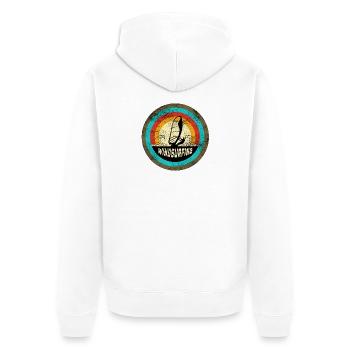 Windsurfing Design - Unisex Premium Bio Zip Hoodie - Weiß - Hinten - Thijin (182cm)
