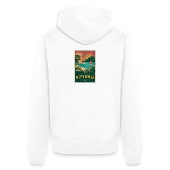 Conception de plage vintage Vietnam - Veste à capuche bio Premium Unisexe - blanc - Dos - Thijin (182cm)