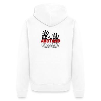 Abstand halten Virus Pandemie Spruch - Unisex Premium Bio Zip Hoodie - Weiß - Hinten - Thijin (182cm)