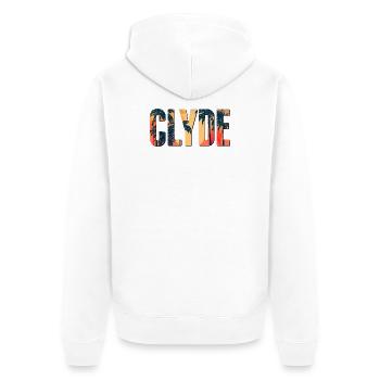 Partnerlook | Bonnie Clyde Beziehung Liebling Paar - Unisex Premium Bio Zip Hoodie - Weiß - Hinten - Thijin (182cm)