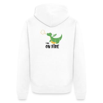 Humorous Fire Dragon for Kids - Unisex Premium Organic Zip Hoodie - white - Back - Thijin (182cm)