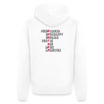 Rente Rentner Rentnerin Feierabend geschafft(25) - Unisex Premium Bio Zip Hoodie - Weiß - Hinten - Thijin (182cm)