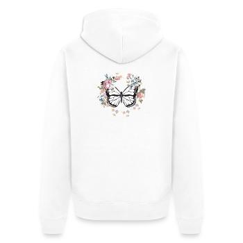 Schmetterling - Unisex Premium Bio Zip Hoodie - Weiß - Hinten - Thijin (182cm)