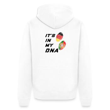 C'est dans mon ADN Allemagne et Portugal - Veste à capuche bio Premium Unisexe - blanc - Dos - Thijin (182cm)