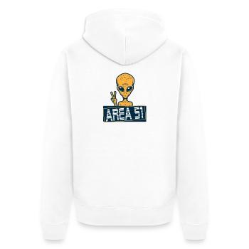 Alien Peace Area51 T-shirt - Unisex Premium Organic Zip Hoodie - white - Back - Thijin (182cm)