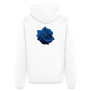 Fleur - Rose bleu - Veste à capuche bio Premium Unisexe - blanc - Dos - Thijin (182cm)