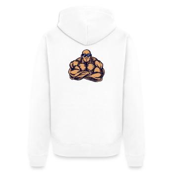 Muscle muscle muscle bodybuilder renforcement musculaire - Veste à capuche bio Premium Unisexe - blanc - Dos - Thijin (182cm)