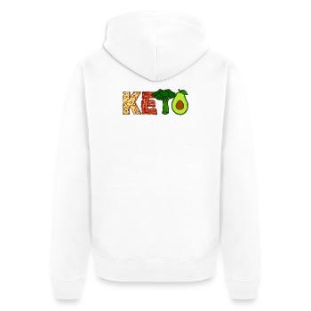 Gesund Essen Ernährung Ketogen Vegetarisch Vegan - Unisex Premium Bio Zip Hoodie - Weiß - Hinten - Thijin (182cm)