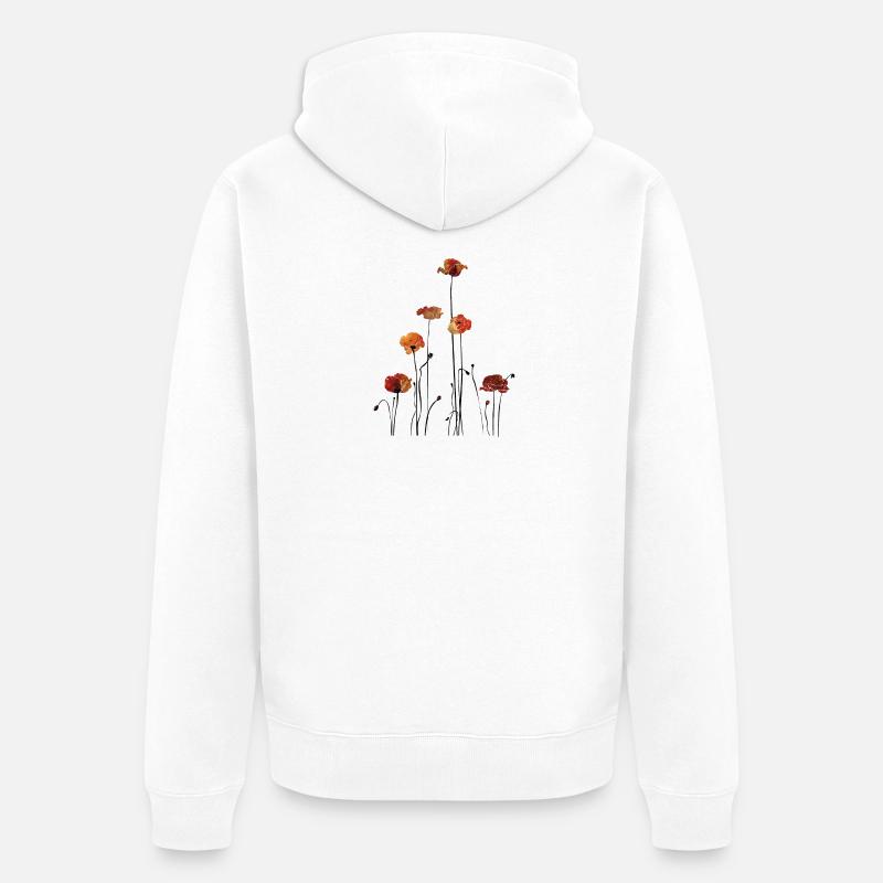 Mohnblumen Silhouette Design - Unisex Premium Bio Zip Hoodie - Weiß