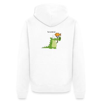 Krokodil Fischstäbchen mit Wort - Unisex Premium Bio Zip Hoodie - Weiß - Hinten - Thijin (182cm)