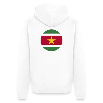 runde Aufkleberfahne der Suriname Aufkleber Geschenkidee - Unisex Premium Bio Zip Hoodie - Weiß - Hinten - Thijin (182cm)