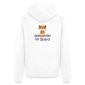 Alexander on board - Unisex Premium Bio Zip Hoodie - Weiß - Hinten - Thijin (182cm)