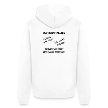 Line Dance Fragen: Kennen wir den, wie fängt er an - Unisex Premium Bio Zip Hoodie - Weiß - Hinten - Thijin (182cm)