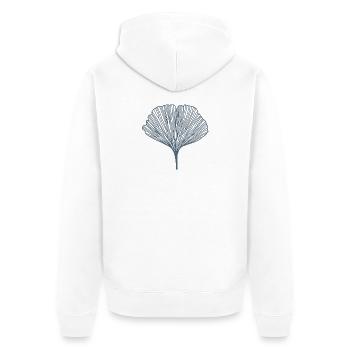 Ginko – Happiness Tree - Unisex Premium Organic Zip Hoodie - white - Back - Thijin (182cm)