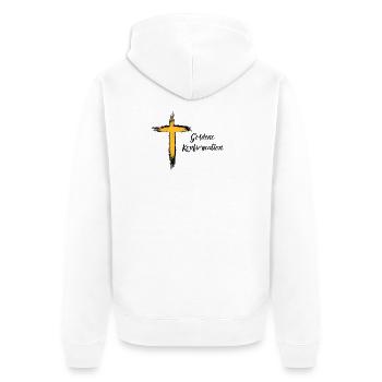 Goldene Konfirmation 50 Jahre konfirmiert - Unisex Premium Bio Zip Hoodie - Weiß - Hinten - Thijin (182cm)