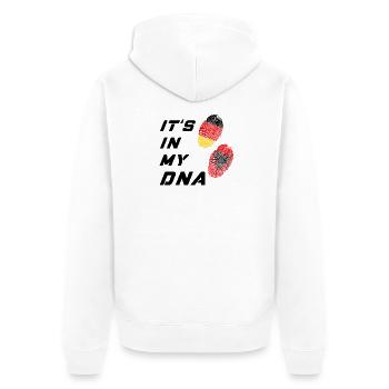 In meiner DNA Deutschland und Albanien / Geschenk - Unisex Premium Bio Zip Hoodie - Weiß - Hinten - Thijin (182cm)