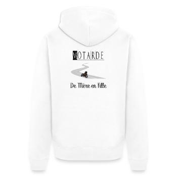 Motarde de Mère en Fille Moto - Veste à capuche bio Premium Unisexe - blanc - Dos - Thijin (182cm)