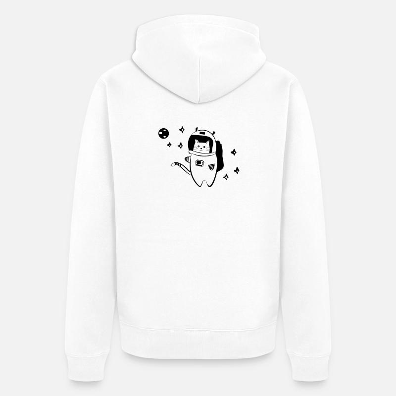 Chat cool dans l'espace - Veste à capuche bio Premium Unisexe - blanc
