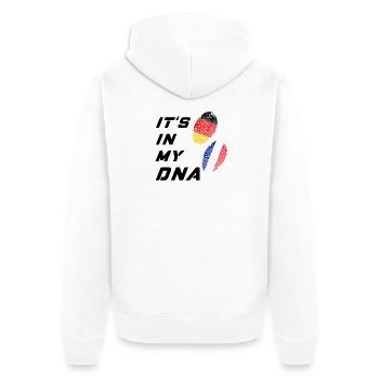 Es ist in meiner DNA Deutschland und Frankreich - Unisex Premium Bio Zip Hoodie - Weiß - Hinten - Thijin (182cm)