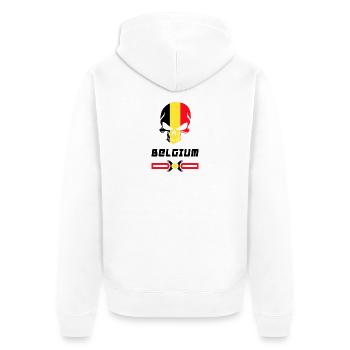 Conception de drapeau de crâne de Belgique - Veste à capuche bio Premium Unisexe - blanc - Dos - Thijin (182cm)