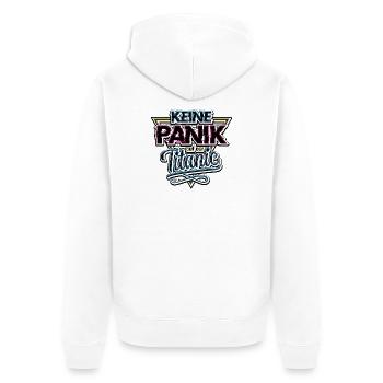 Spruch - Keine Panik - Titanic - Dreieck Retro - Unisex Premium Bio Zip Hoodie - Weiß - Hinten - Thijin (182cm)