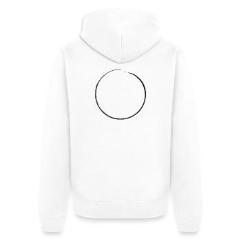 offener schwarzer Kreis | Schmutzrand - Unisex Premium Bio Zip Hoodie - Weiß - Hinten - Thijin (182cm)