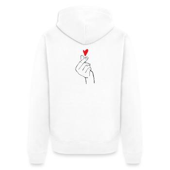 K-Pop Finger Heart - Unisex Premium Organic Zip Hoodie - white - Back - Thijin (182cm)