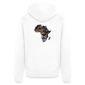 Afrika Löwe - Unisex Premium Bio Zip Hoodie - Weiß - Hinten - Thijin (182cm)