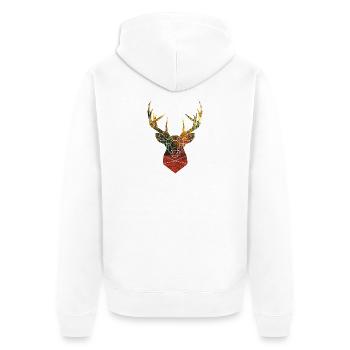 Hirschkopf im Herbst - Unisex Premium Bio Zip Hoodie - Weiß - Hinten - Thijin (182cm)