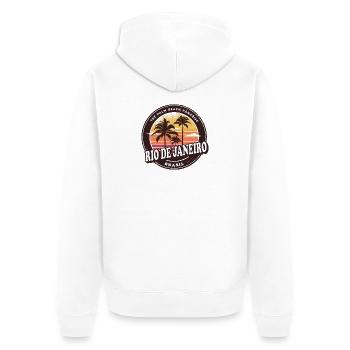Rio de Janeiro Brasilien Vintage Beach Design - Unisex Premium Bio Zip Hoodie - Weiß - Hinten - Thijin (182cm)