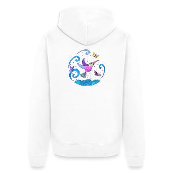 Hummingbird Butterfly Positive World Fantasy Motif - Unisex Premium Organic Zip Hoodie - white - Back - Thijin (182cm)