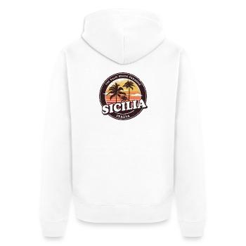 Sicile Italie Vintage Beach Design / Cadeau - Veste à capuche bio Premium Unisexe - blanc - Dos - Thijin (182cm)