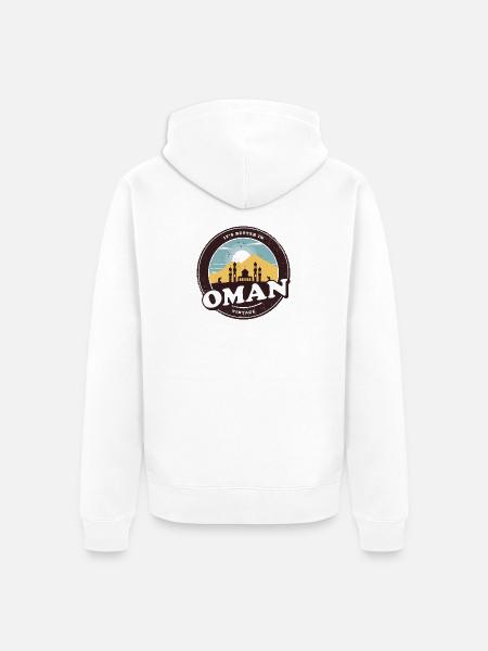 Oman Vintage Mosquée Design - Veste à capuche bio Premium Unisexe - blanc