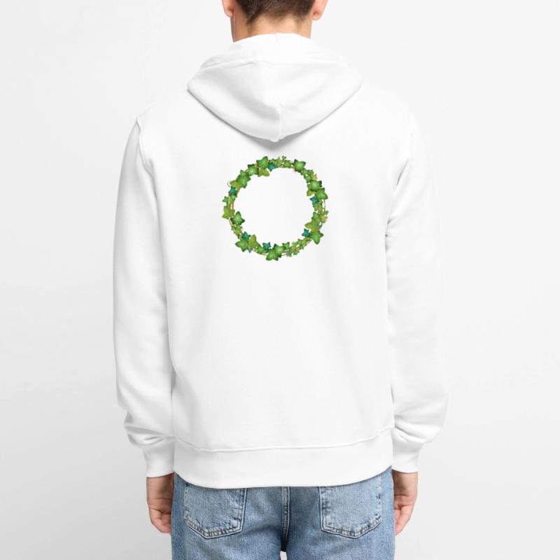 dekorativer Efeu Kranz oder Efeu Rahmen Unisex Premium Bio Zip Hoodie