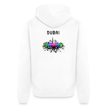 Dubai Skyline Splash Design / Geschenk - Unisex Premium Bio Zip Hoodie - Weiß - Hinten - Thijin (182cm)