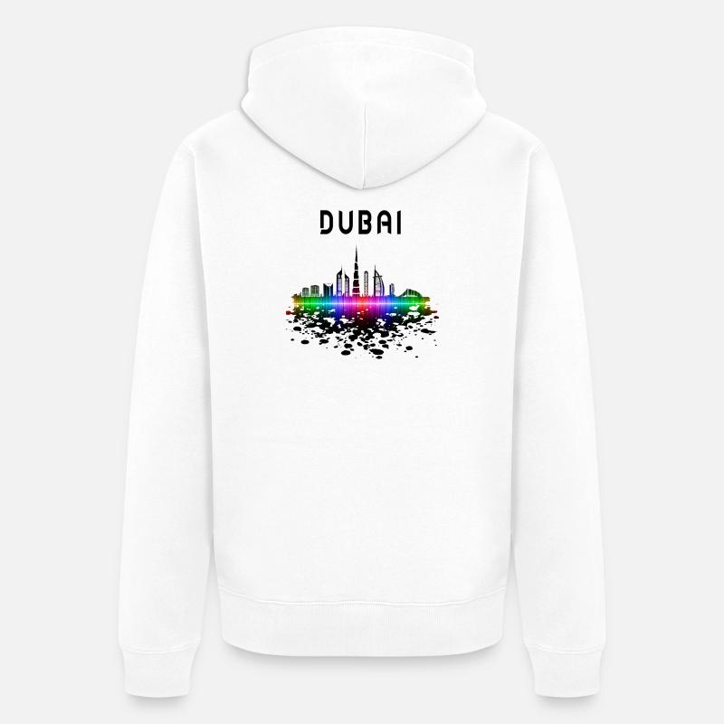 Dubai Skyline Splash Design / Cadeau - Veste à capuche bio Premium Unisexe - blanc
