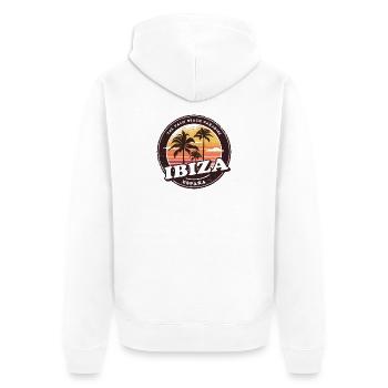 Ibiza Spanien Vintage Beach Design - Unisex Premium Bio Zip Hoodie - Weiß - Hinten - Thijin (182cm)