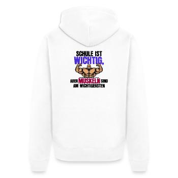 Fitness Lustige Sprüche Muskeln - Unisex Premium Bio Zip Hoodie - Weiß - Hinten - Thijin (182cm)