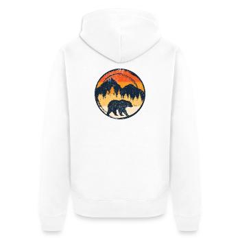 Bär bei Sonnenuntergang im Alpenkreis - Unisex Premium Bio Zip Hoodie - Weiß - Hinten - Thijin (182cm)