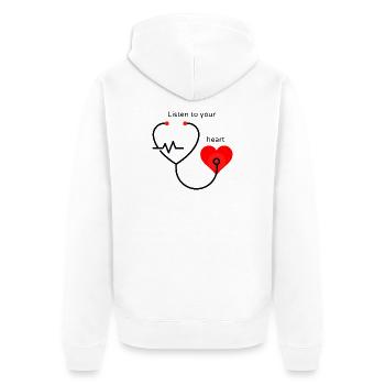 Hör auf dein Herz Humor Doktor Sterhoskop - Unisex Premium Bio Zip Hoodie - Weiß - Hinten - Thijin (182cm)