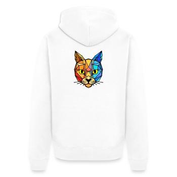 Tier Tiger - Unisex Premium Bio Zip Hoodie - Weiß - Hinten - Thijin (182cm)