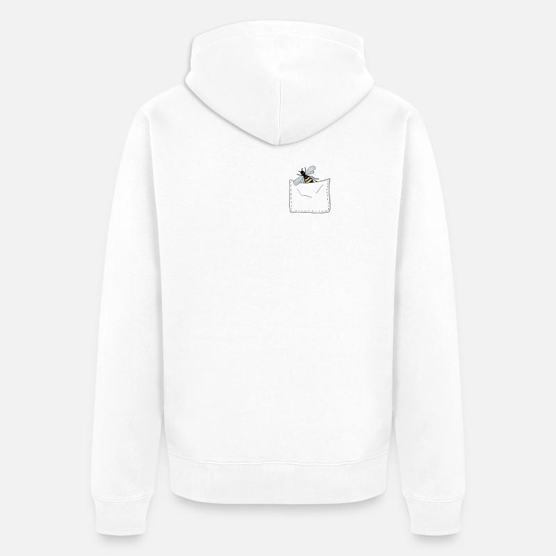 Abeille dans la poche de poitrine - Veste à capuche bio Premium Unisexe - blanc