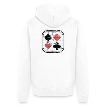 Pique carreaux de coeur croisé used look pour joueur de poker - Veste à capuche bio Premium Unisexe - blanc - Dos - Thijin (182cm)