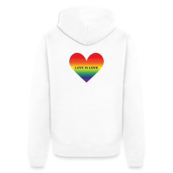 Rainbow Heart Love Is Love Design - Unisex Premium Organic Zip Hoodie - white - Back - Thijin (182cm)