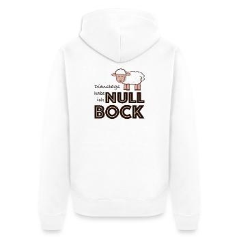 Null Bock auf Dienstag - Schaf - Unisex Premium Bio Zip Hoodie - Weiß - Hinten - Thijin (182cm)