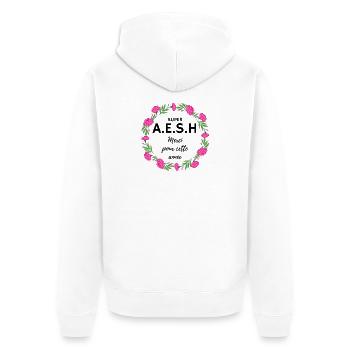 super AESH A.E.S.H. Merci pour cette année fleurs - Veste à capuche bio Premium Unisexe - blanc - Dos - Thijin (182cm)